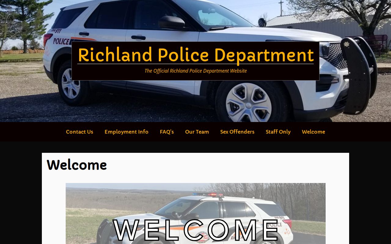 Official Richland Police Department webpage showing department contact information