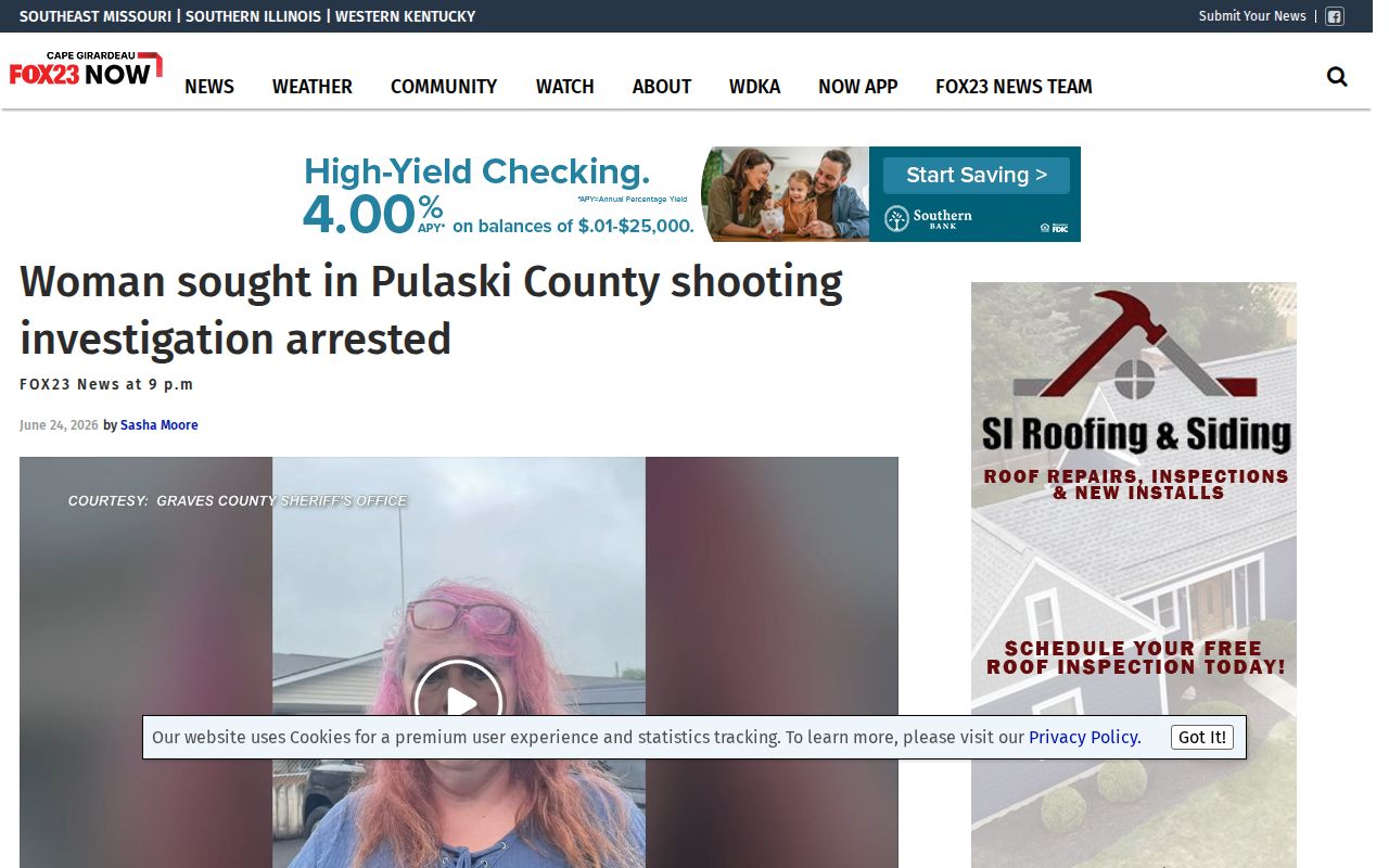 KBSI article context for a Pulaski County arrest report