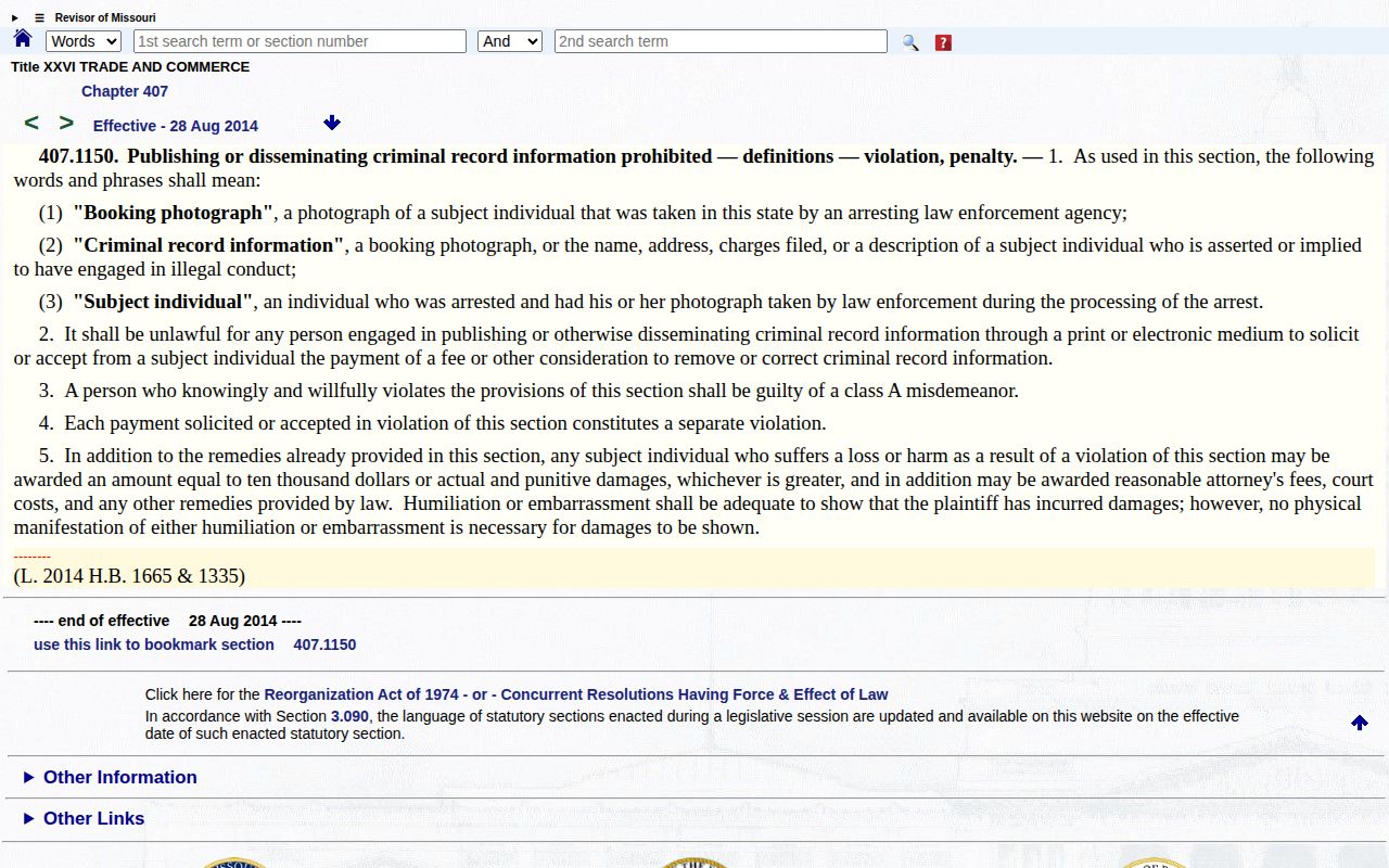 Missouri booking photo anti-pay-to-remove law